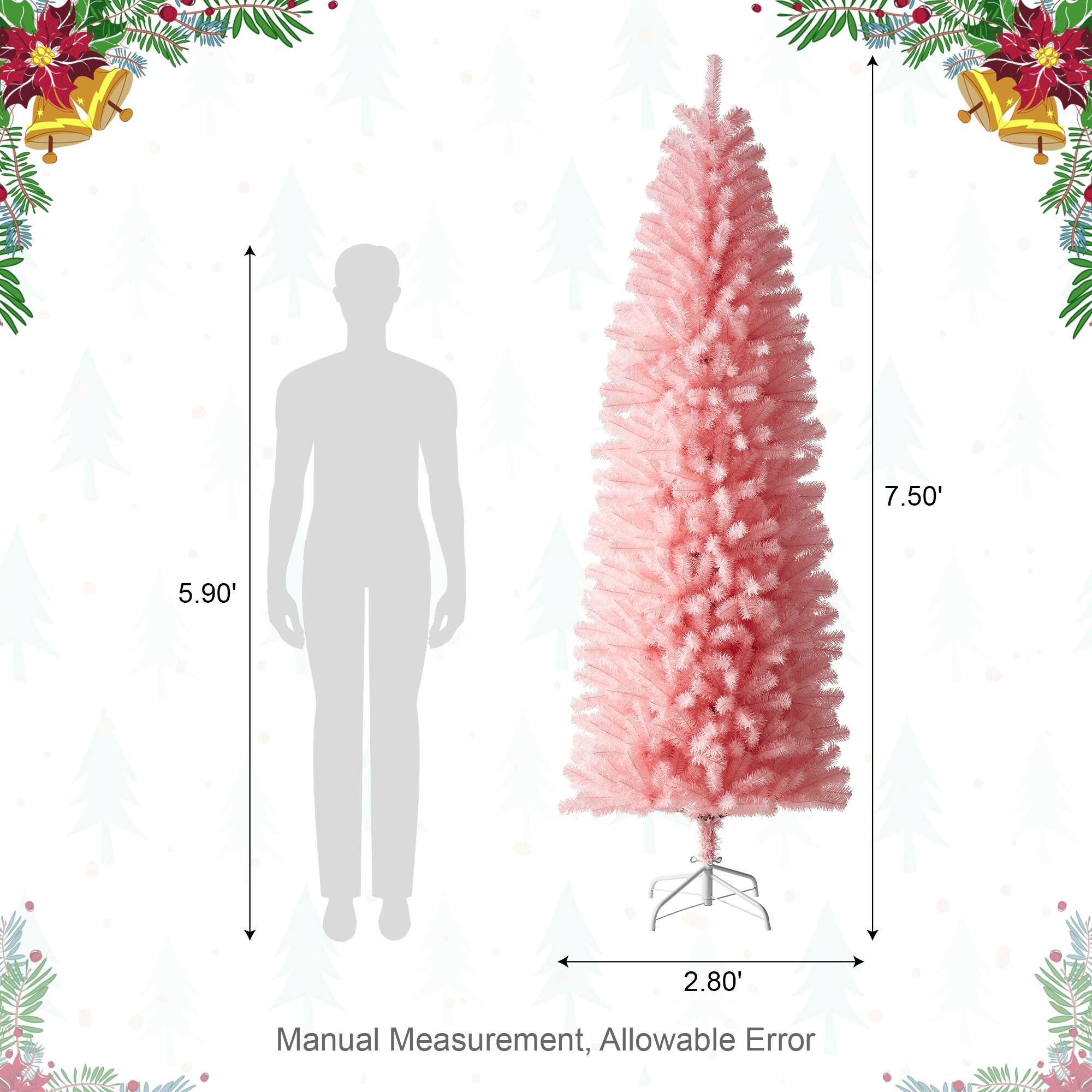 7.5ft. Unlit Pink Pencil Tinsel Artificial Christmas Tree